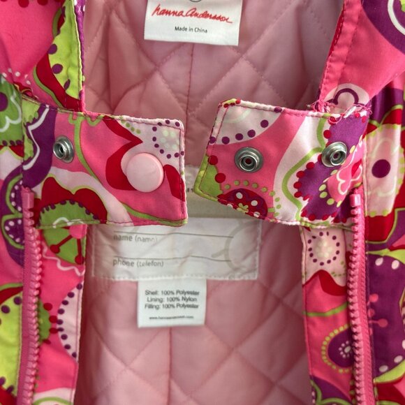Hanna Andersson Floral Hooded Snowsuit Winter Toddler Girls 80 18 24M 2T Pink - Picture 7 of 14
